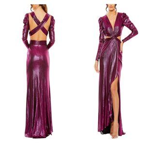 Mac Duggal Purple Metallic Gown Dress NWT Size 12 | Style 27060 | High Slit Even